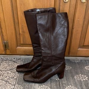 Knee High Brown Heeled Boots